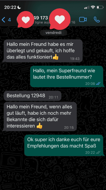 Avis client 1 par WhatsApp